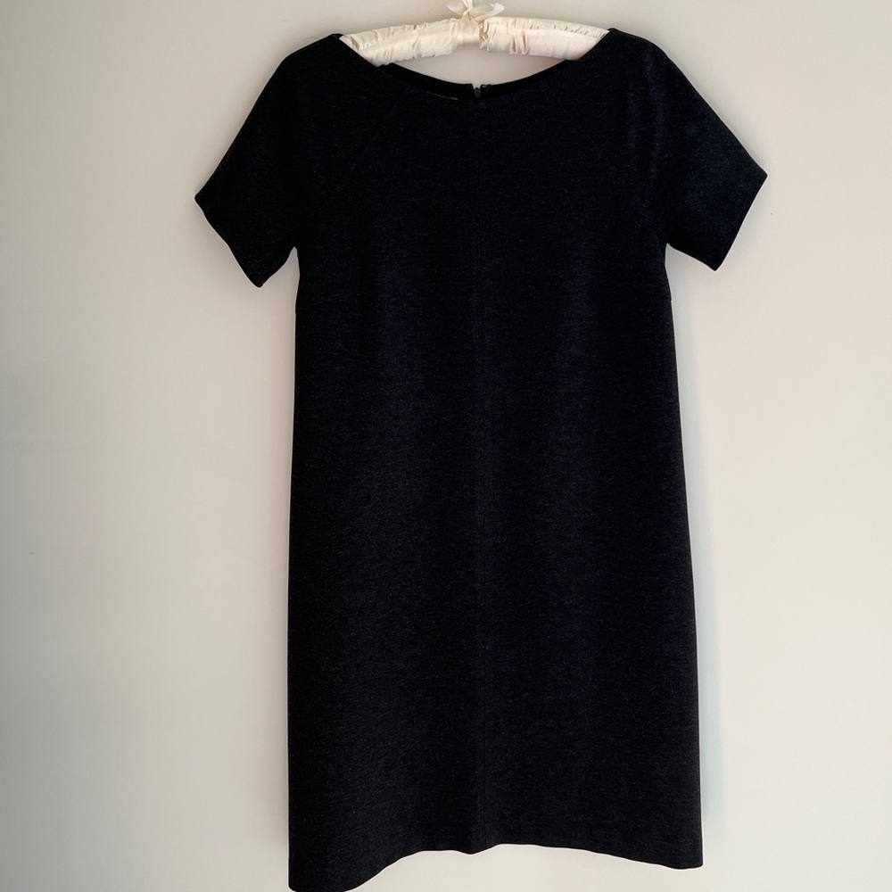 PAOLA FRANI Short Sleeve Boat Neck Shift Dress Zip Back Made Italy Lagenlook